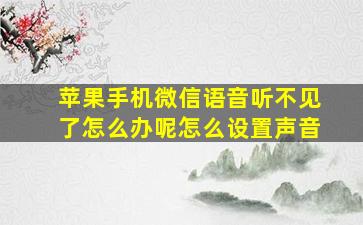 苹果手机微信语音听不见了怎么办呢怎么设置声音