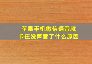 苹果手机微信语音就卡住没声音了什么原因