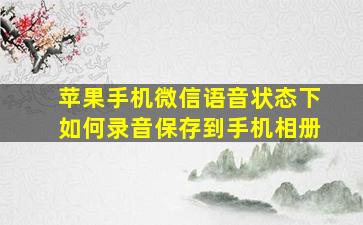 苹果手机微信语音状态下如何录音保存到手机相册