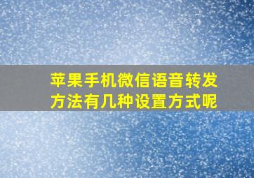 苹果手机微信语音转发方法有几种设置方式呢