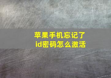 苹果手机忘记了id密码怎么激活