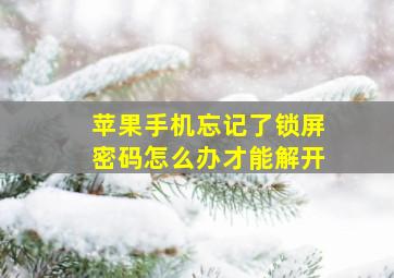 苹果手机忘记了锁屏密码怎么办才能解开