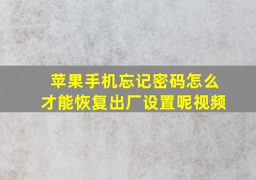 苹果手机忘记密码怎么才能恢复出厂设置呢视频