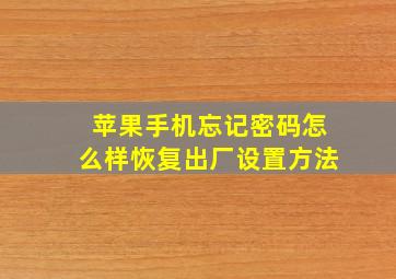 苹果手机忘记密码怎么样恢复出厂设置方法