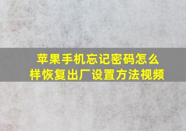 苹果手机忘记密码怎么样恢复出厂设置方法视频