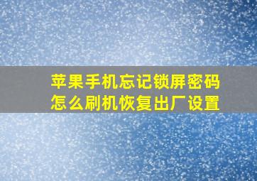 苹果手机忘记锁屏密码怎么刷机恢复出厂设置