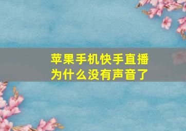 苹果手机快手直播为什么没有声音了