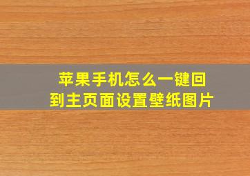 苹果手机怎么一键回到主页面设置壁纸图片