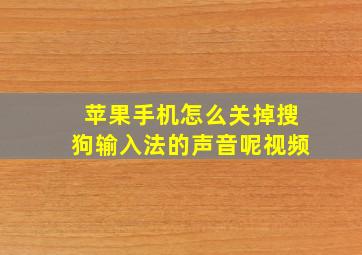 苹果手机怎么关掉搜狗输入法的声音呢视频