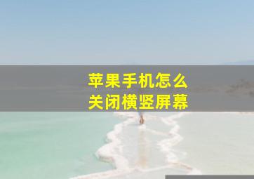 苹果手机怎么关闭横竖屏幕