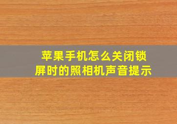 苹果手机怎么关闭锁屏时的照相机声音提示