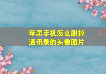 苹果手机怎么删掉通讯录的头像图片