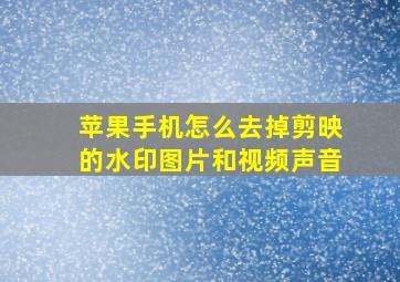 苹果手机怎么去掉剪映的水印图片和视频声音