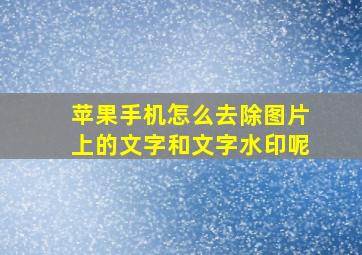 苹果手机怎么去除图片上的文字和文字水印呢