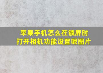 苹果手机怎么在锁屏时打开相机功能设置呢图片