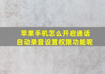 苹果手机怎么开启通话自动录音设置权限功能呢