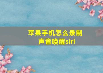 苹果手机怎么录制声音唤醒siri