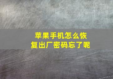 苹果手机怎么恢复出厂密码忘了呢