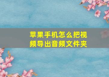 苹果手机怎么把视频导出音频文件夹