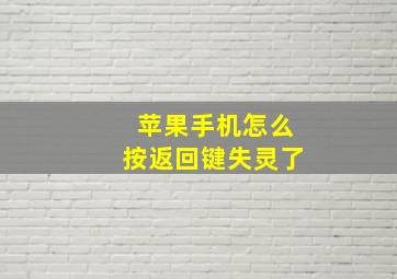 苹果手机怎么按返回键失灵了