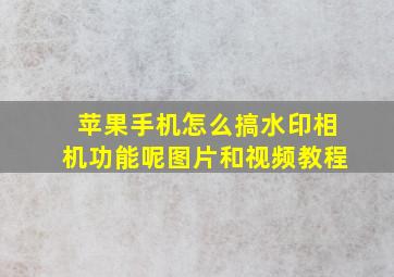 苹果手机怎么搞水印相机功能呢图片和视频教程