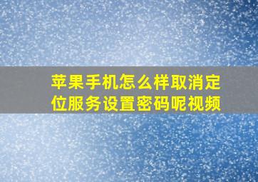 苹果手机怎么样取消定位服务设置密码呢视频