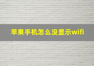 苹果手机怎么没显示wifi