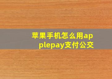 苹果手机怎么用applepay支付公交