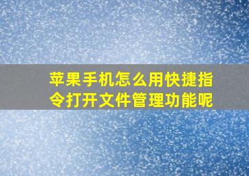 苹果手机怎么用快捷指令打开文件管理功能呢