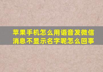 苹果手机怎么用语音发微信消息不显示名字呢怎么回事