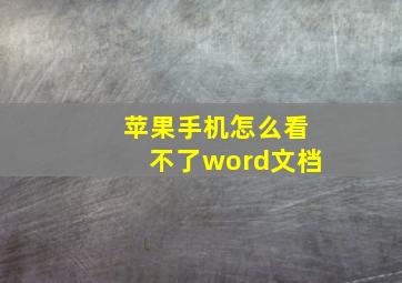 苹果手机怎么看不了word文档