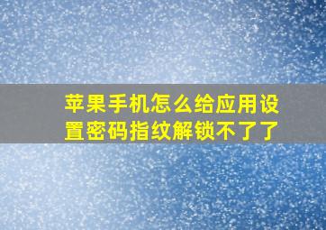 苹果手机怎么给应用设置密码指纹解锁不了了