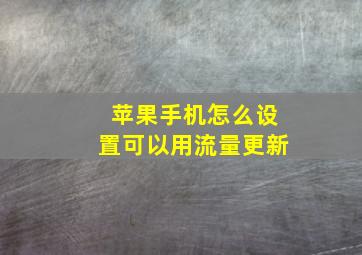 苹果手机怎么设置可以用流量更新