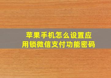 苹果手机怎么设置应用锁微信支付功能密码