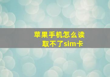 苹果手机怎么读取不了sim卡