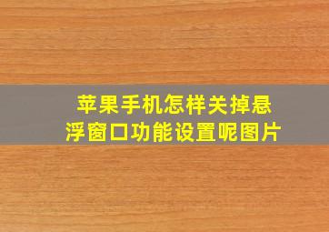 苹果手机怎样关掉悬浮窗口功能设置呢图片