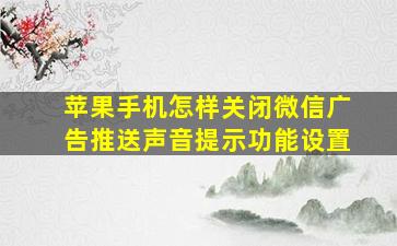 苹果手机怎样关闭微信广告推送声音提示功能设置