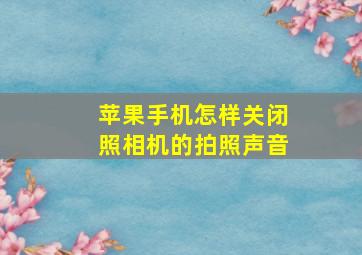 苹果手机怎样关闭照相机的拍照声音