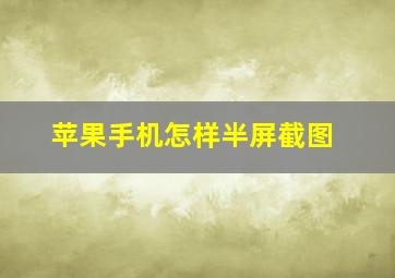 苹果手机怎样半屏截图