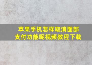 苹果手机怎样取消面部支付功能呢视频教程下载