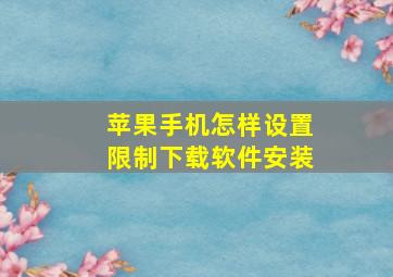 苹果手机怎样设置限制下载软件安装