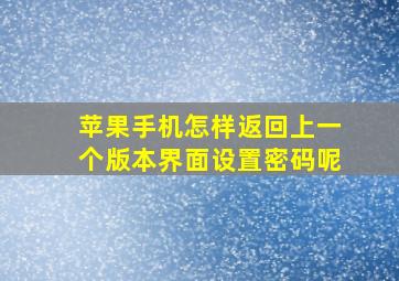 苹果手机怎样返回上一个版本界面设置密码呢