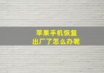 苹果手机恢复出厂了怎么办呢