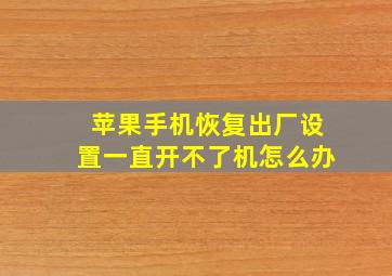 苹果手机恢复出厂设置一直开不了机怎么办