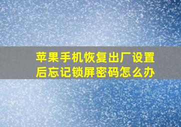 苹果手机恢复出厂设置后忘记锁屏密码怎么办