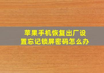 苹果手机恢复出厂设置忘记锁屏密码怎么办