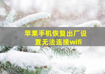 苹果手机恢复出厂设置无法连接wifi