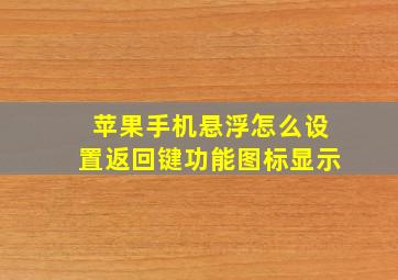 苹果手机悬浮怎么设置返回键功能图标显示