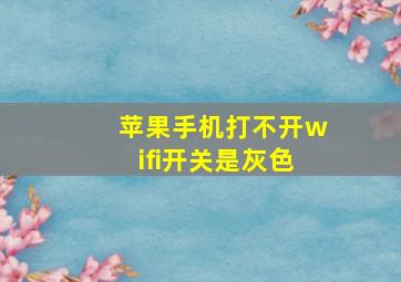 苹果手机打不开wifi开关是灰色