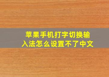 苹果手机打字切换输入法怎么设置不了中文